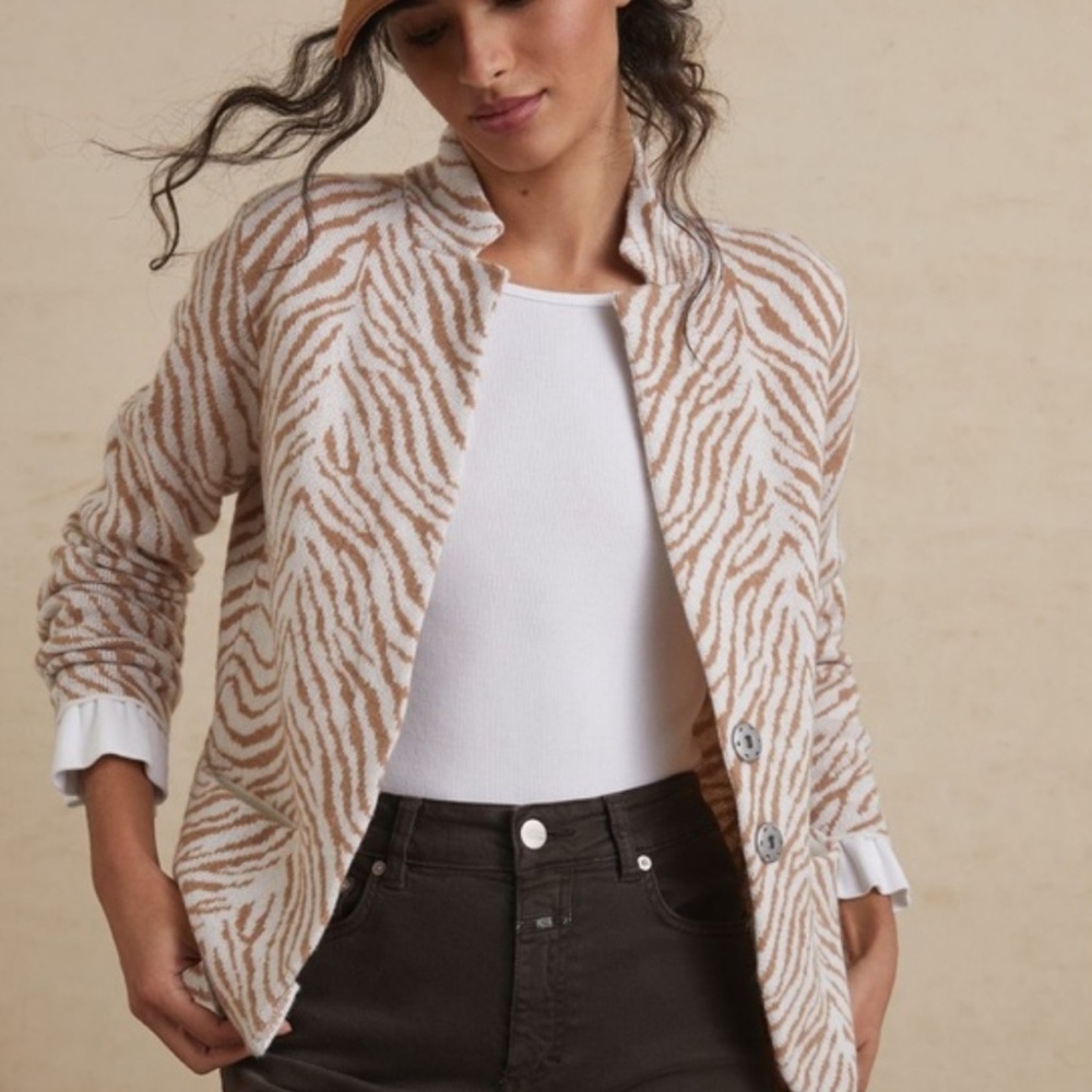 Maeve By Anthropologie Zebra Print Wool Blend Blazer Size XS